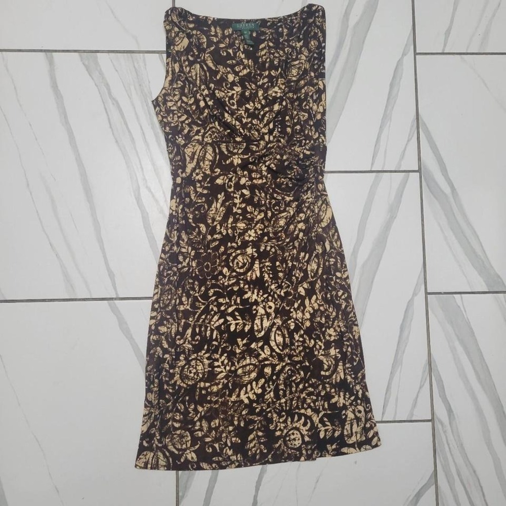 Ralph Lauren y2k brown floral academia preppy dress. Size: 10